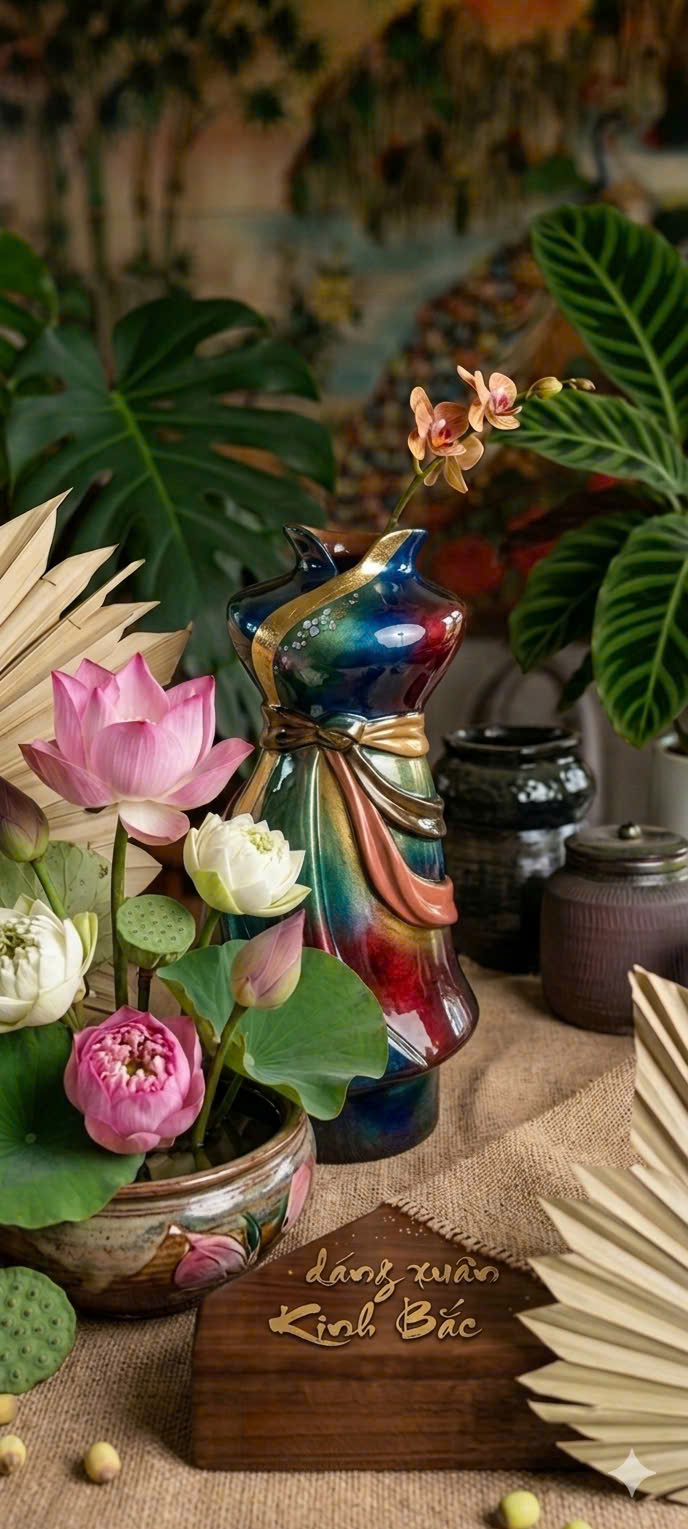 Lọ hoa dáng xuân kinh bắc cao 20cm
